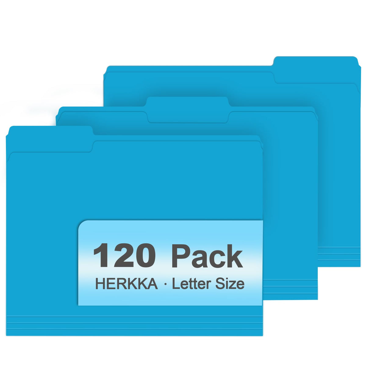 File Folder, HERKKA 120 Pack 1/3 Cut Tab File Folders, File Folders Great for Organizing and Filing, Letter Size, Light Blue