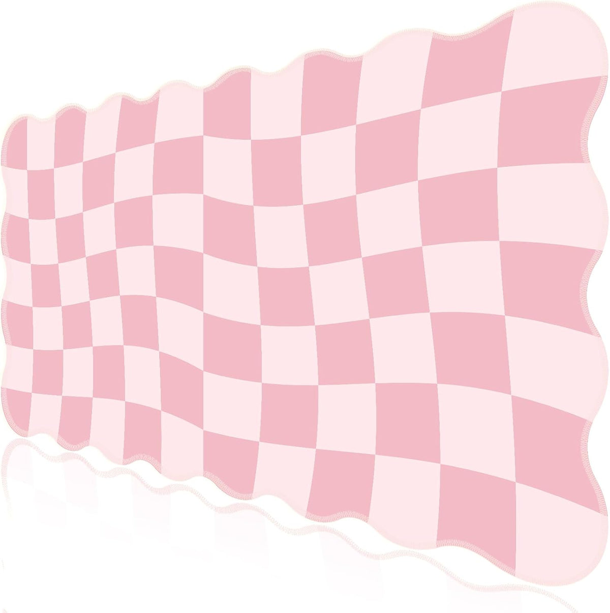 L-SPOUTTO Pink Mouse Pad,Geometric Desk Mat XXL Large Scalloped Gaming Mousepad,35.4x15.7in Non-Slip Rubber Base Keyboard Pad Waterproof Desktop Mat for Laptop Computer Game Home Office-Checkered