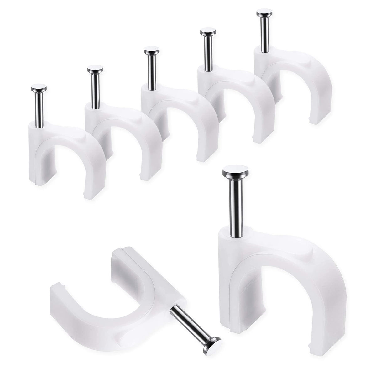 Abnii Cable Nails Clips, 400 Pcs, 4mm 6mm 8mm 10mm, Wire Wall Clips, White