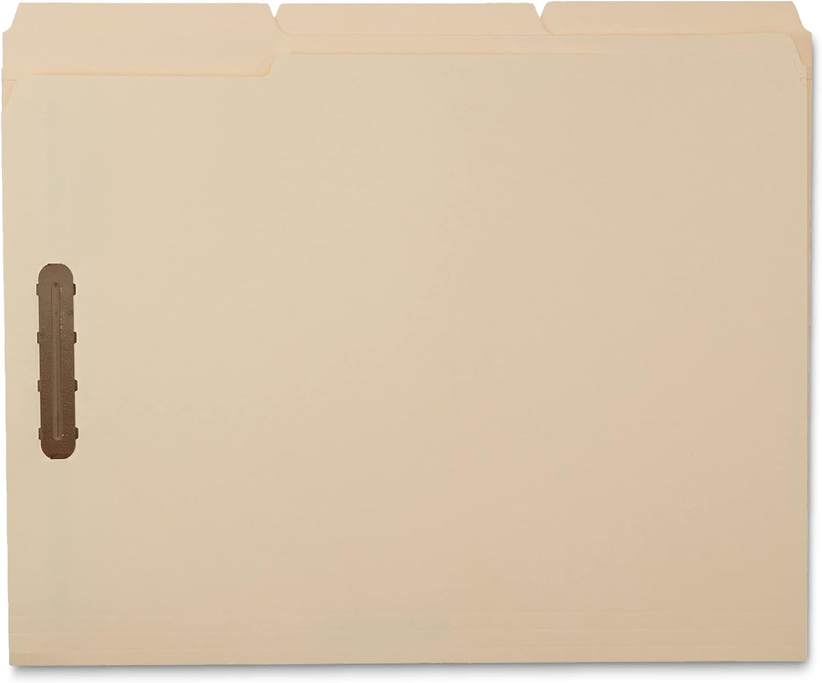 Amazon Basics Manila File Folders with Fasteners, 1/3 Cut Reinforced Tab, Letter Size, Expandable, Document Organizer, Beige, 50-Pack