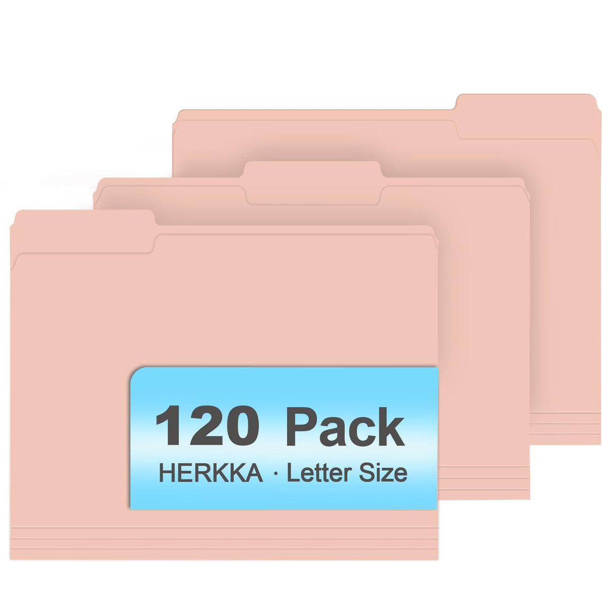 File Folder, HERKKA 120 Pack 1/3 Cut Tab File Folders, File Folders Great for Organizing and Filing, Letter Size, Light Blue