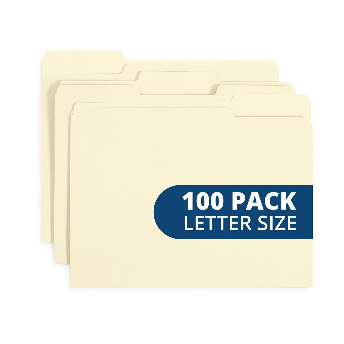 Blue Summit Supplies 100 File Folders, Letter Size, 1/3 Cut Tab, Blue