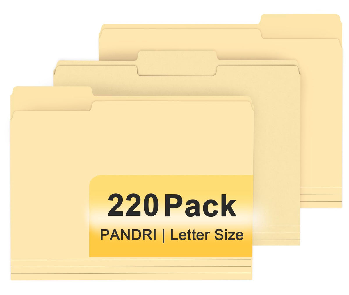 PANDRI Colored File Folders, 220 Pack 1/3 Cut Tab File Folder, Manila