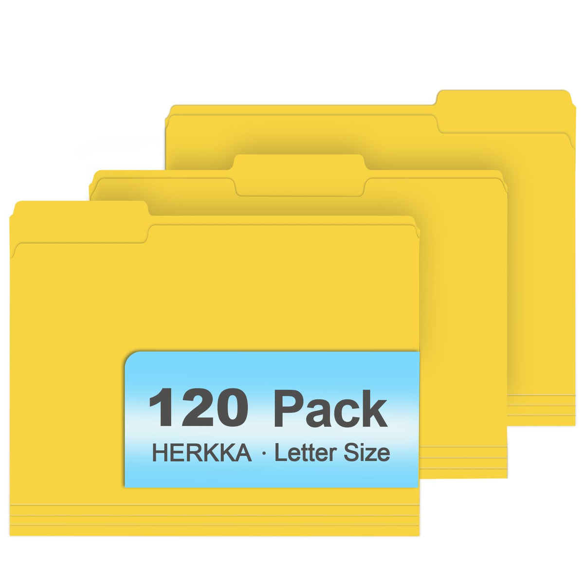 File Folder, HERKKA 120 Pack 1/3 Cut Tab File Folders, File Folders Great for Organizing and Filing, Letter Size, Light Blue