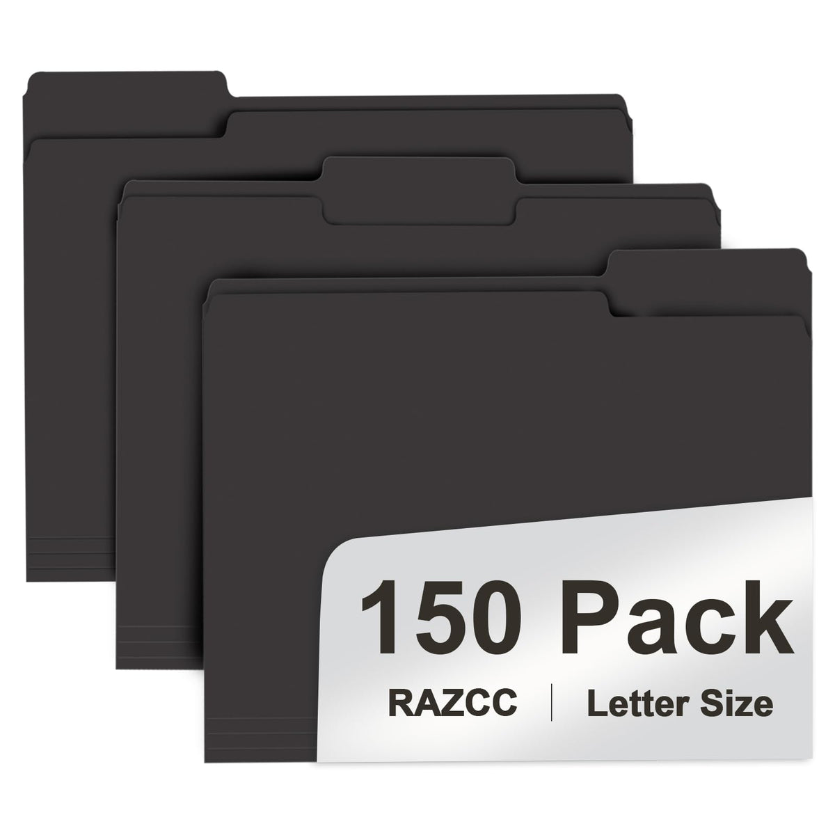 File Folder, RAZCC 150 Pack 1/3 Cut Tab File Folders Letter Size, Manila Folders, Folders with Tab, Great for Organizing and Easy File Storage