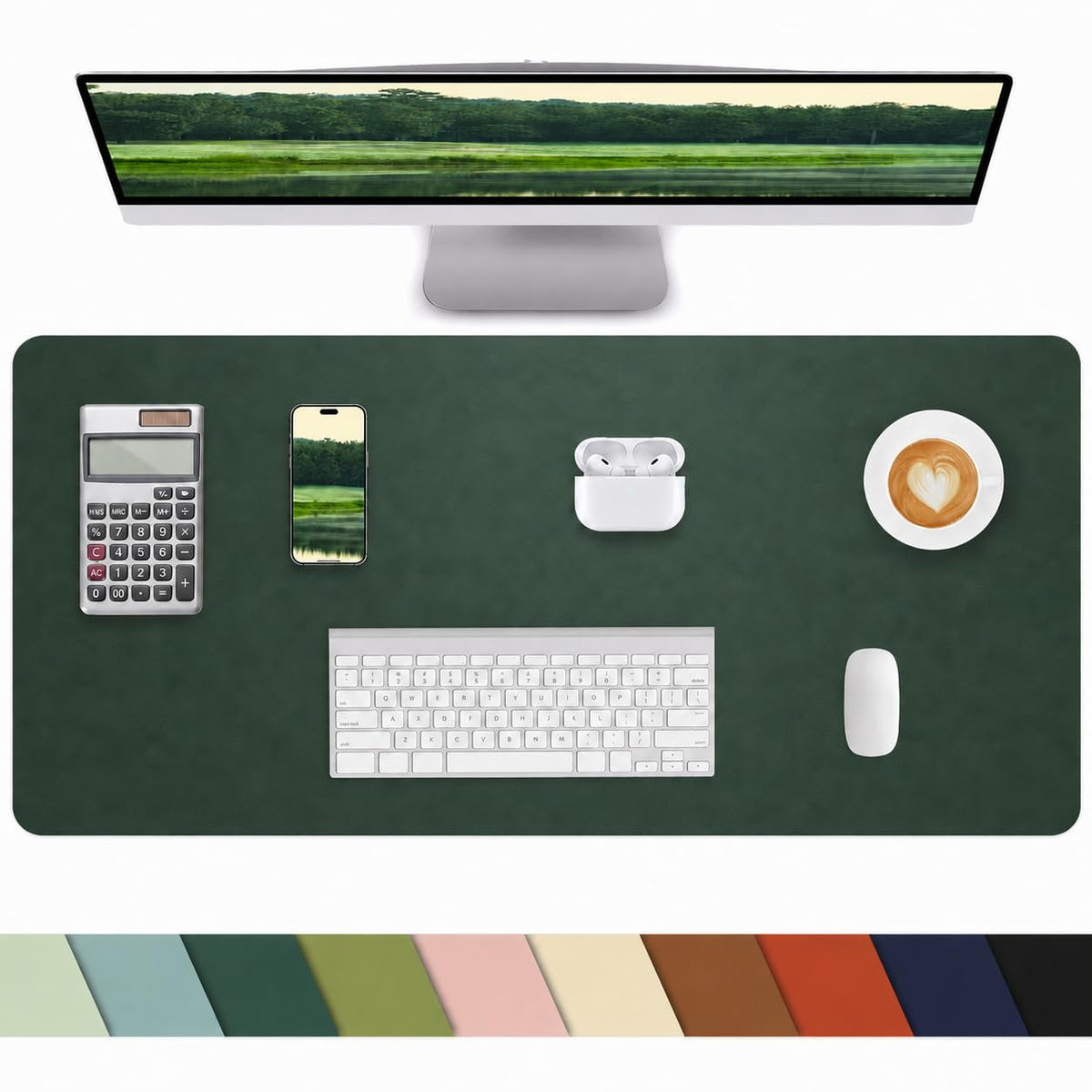 Leather Desk Pad Protector, Office Desk Mat, Large Mouse Pad, Non-Slip PU Leather Desk Blotter, Laptop Desk Pad Desk Accessories for Office and Home (Black, 40" x 17")