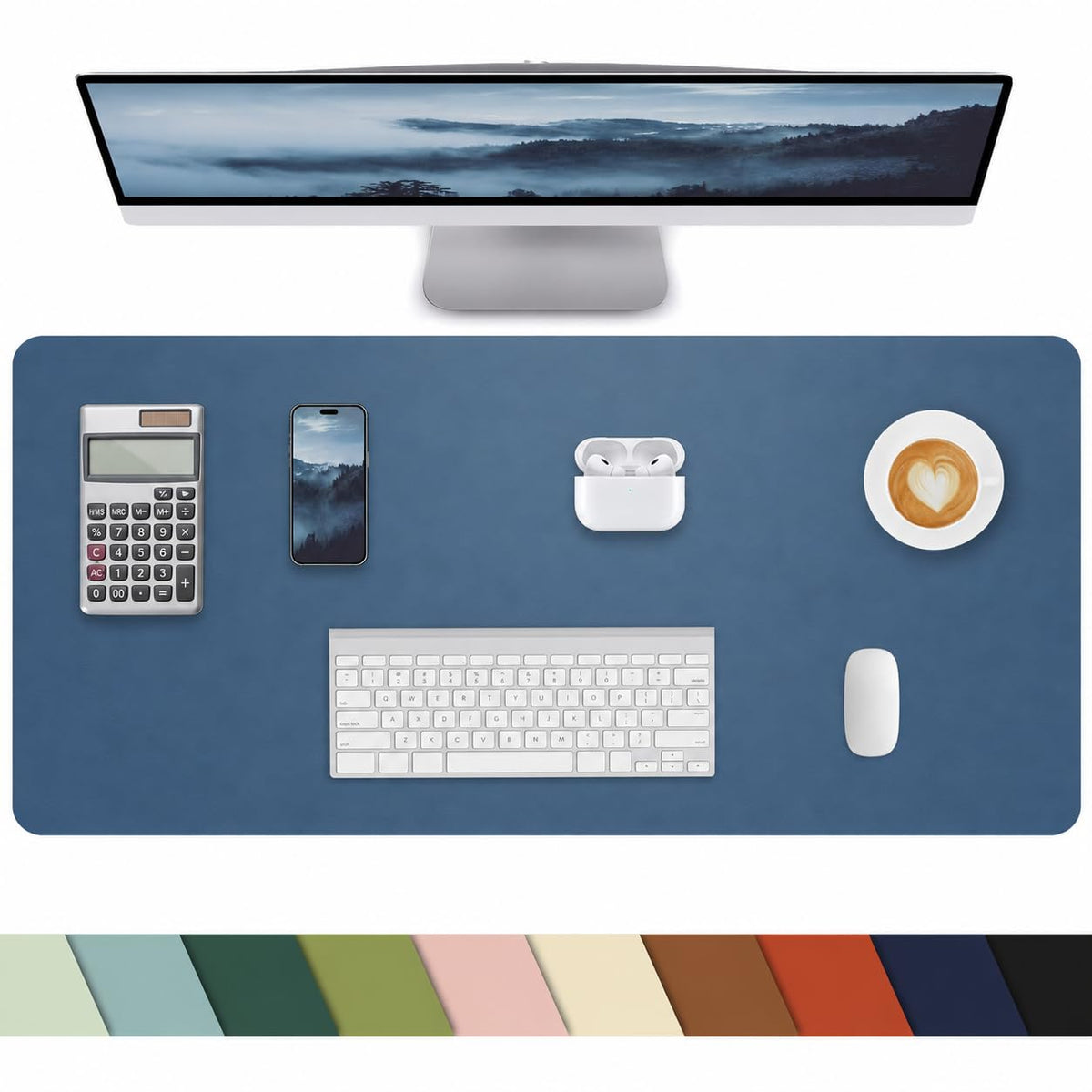 Leather Desk Pad Protector, Office Desk Mat, Large Mouse Pad, Non-Slip PU Leather Desk Blotter, Laptop Desk Pad Desk Accessories for Office and Home (Black, 40" x 17")