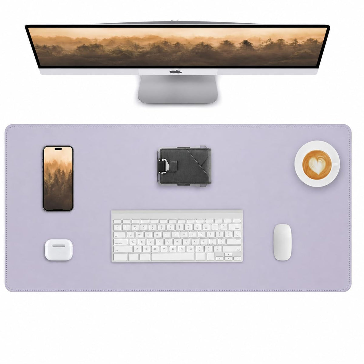 AFIING Desk Pad Protector 23.6" x 13.7" - Non-Slip Waterproof PU Leather Desk Mat for Mouse, Keyboard, Laptop, Office and Home Workspace (Beige)