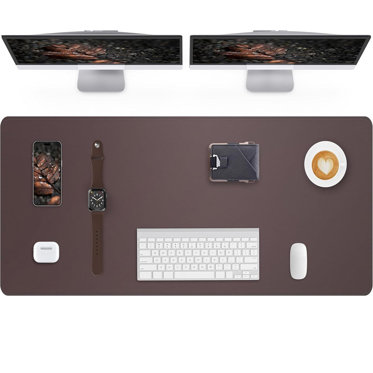 AFIING Desk Pad Protector 23.6" x 13.7" - Non-Slip Waterproof PU Leather Desk Mat for Mouse, Keyboard, Laptop, Office and Home Workspace (Beige)