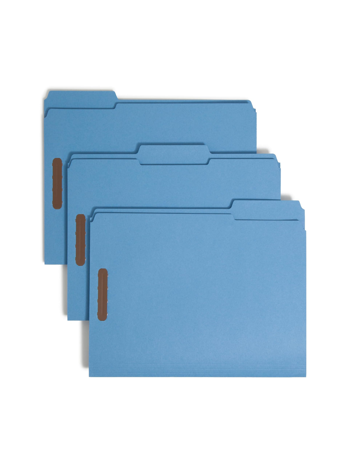 Smead Blue Fastener File Folders with Prongs, 3 Tab Letter Size