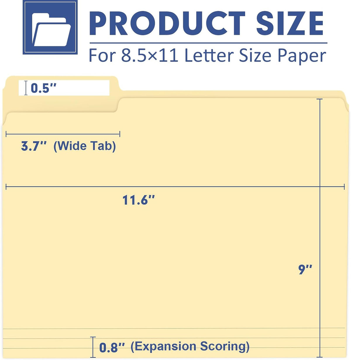 PANDRI Colored File Folders, 220 Pack 1/3 Cut Tab File Folder, Manila