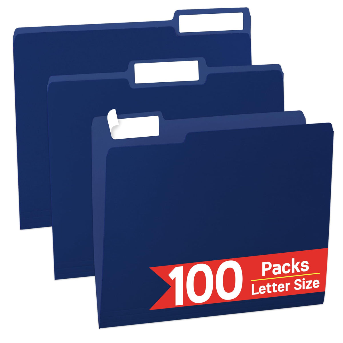 VZCPYTPM 100 Packs File Folder,1/3-Cut Tabs,Blue File Folders Letter Size