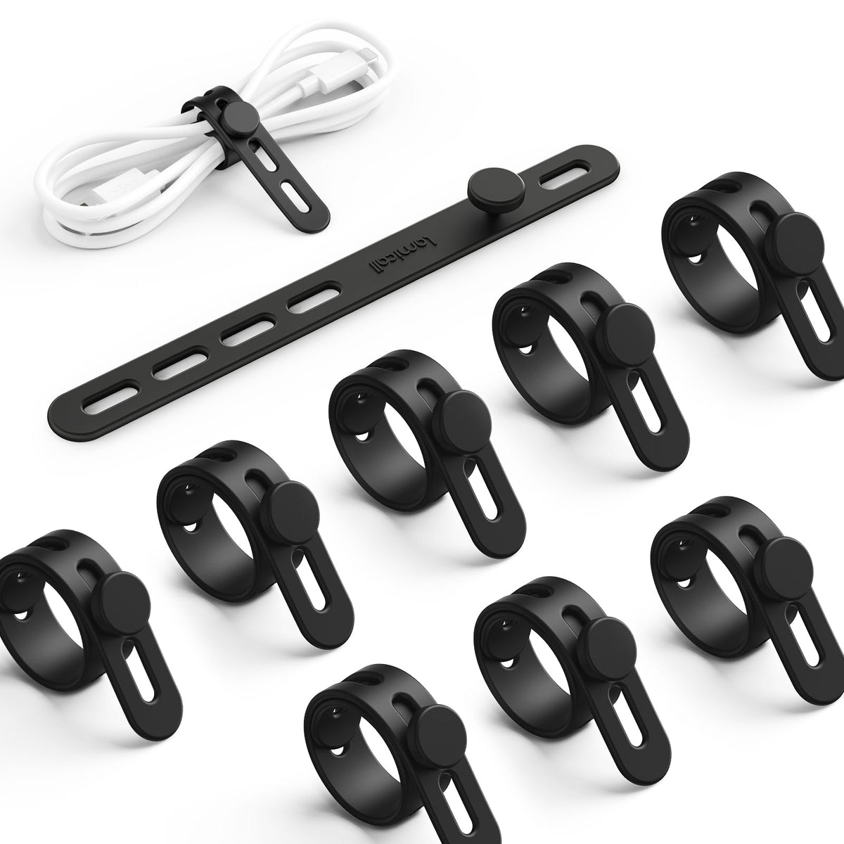 Lamicall 20 Pack Silicone Cable Ties, Reusable Cord Organizer Straps