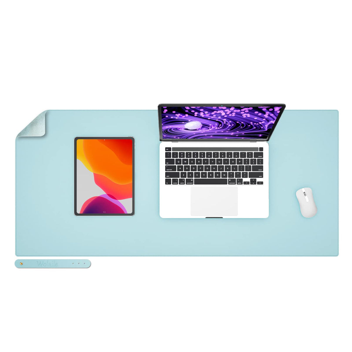 Leather Desk Pad,Wolaile 36x17 inch Large Mouse Pad,Waterproof Non-Slip Writing Desk Blotter,Computer Mat Desktop Protector for Office Home,Black