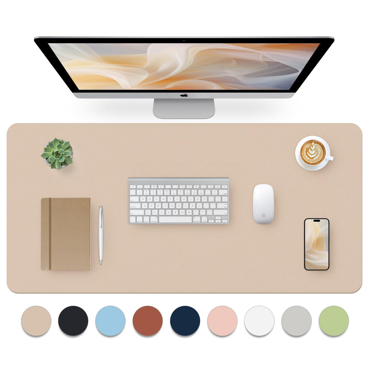 Bloss Green Desk Mat, Desk Matt for Desktop, Large Leather Desk Pad, Desk Pad Mat Waterproof, Computer Mat for Office Work/Home/Decor (31.5 x 15.7 Inches)