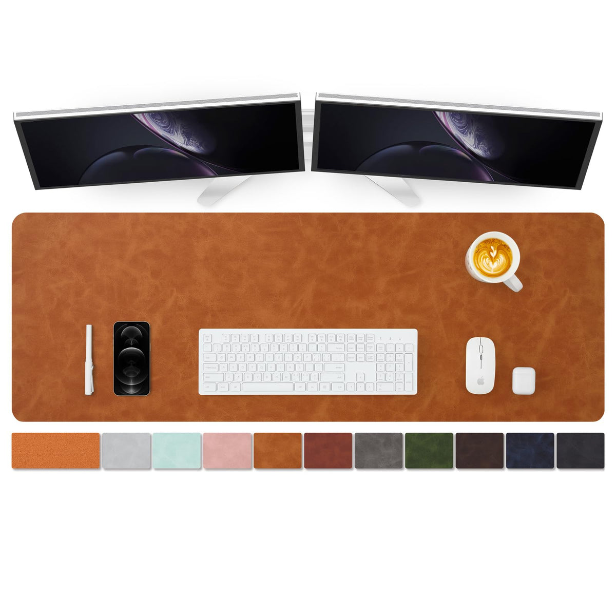 Distressed Leather Desk Mat - Non-Slip PU Desk Pad for Office and Home - Desk Organization and Accessories - Ideal for Large Mouse Pad and Desk Mats on Top of Desks(Espresso,31.5"x 15.7")