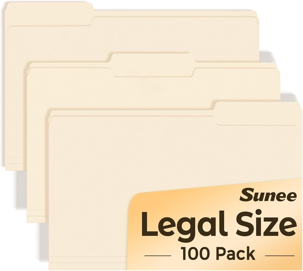 SUNEE Manilla Folders Letter Size (8.5 x 11 inches),100 Per Box, 1/3 Cut Tab for Easy Labeling and Organization, Durable Standard Paper for Home, Office, School Filing