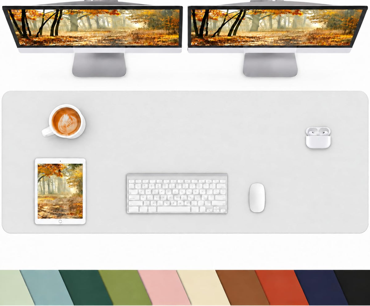 Leather Desk Pad Protector, Office Desk Mat, Large Mouse Pad, Non-Slip PU Leather Desk Blotter, Laptop Desk Pad Desk Accessories for Office and Home (Black, 40" x 17")