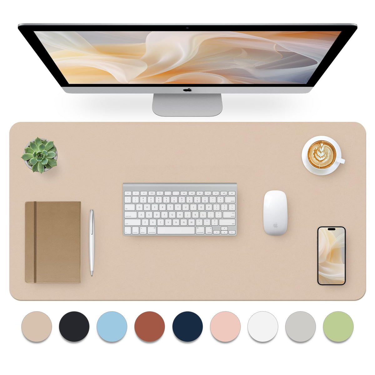 Bloss Green Desk Mat, Desk Matt for Desktop, Large Leather Desk Pad, Desk Pad Mat Waterproof, Computer Mat for Office Work/Home/Decor (31.5 x 15.7 Inches)