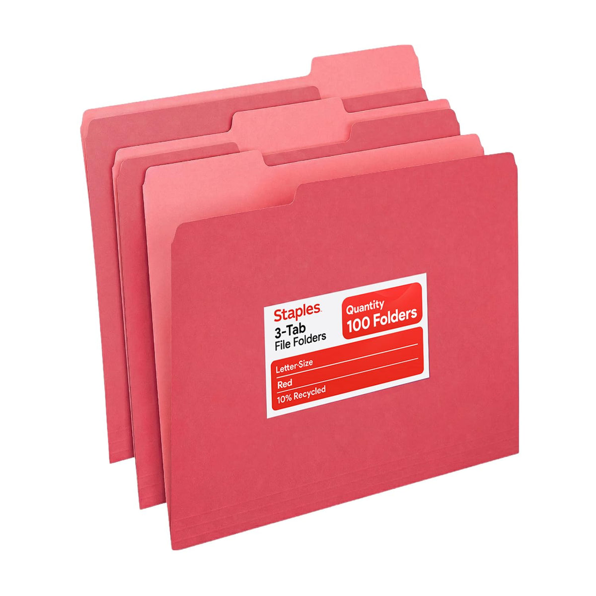 Staples File Folders, Letter Size, 1/3-Cut Tabs, Purple, 100/Pack
