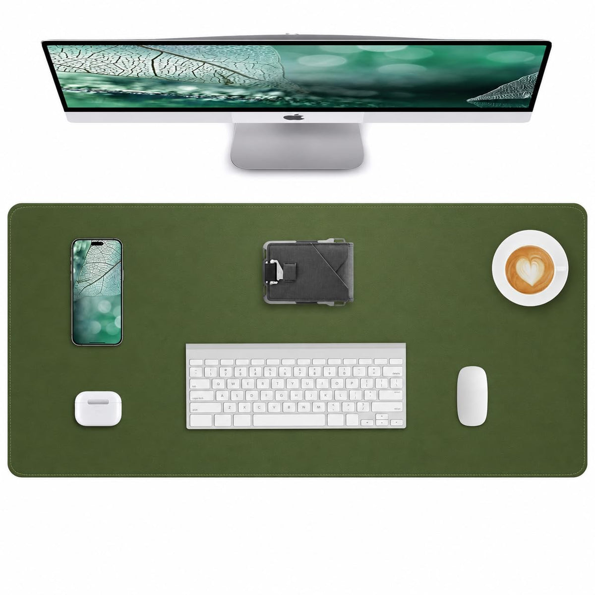 AFIING Desk Pad Protector 23.6" x 13.7" - Non-Slip Waterproof PU Leather Desk Mat for Mouse, Keyboard, Laptop, Office and Home Workspace (Beige)