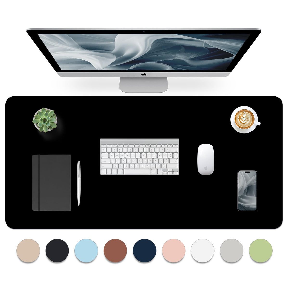 Bloss Green Desk Mat, Desk Matt for Desktop, Large Leather Desk Pad, Desk Pad Mat Waterproof, Computer Mat for Office Work/Home/Decor (31.5 x 15.7 Inches)