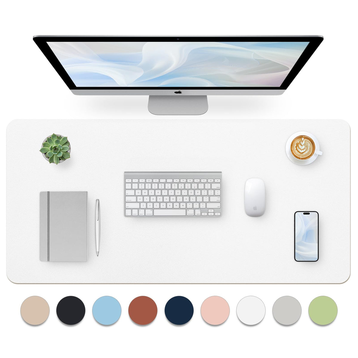 Bloss Green Desk Mat, Desk Matt for Desktop, Large Leather Desk Pad, Desk Pad Mat Waterproof, Computer Mat for Office Work/Home/Decor (31.5 x 15.7 Inches)