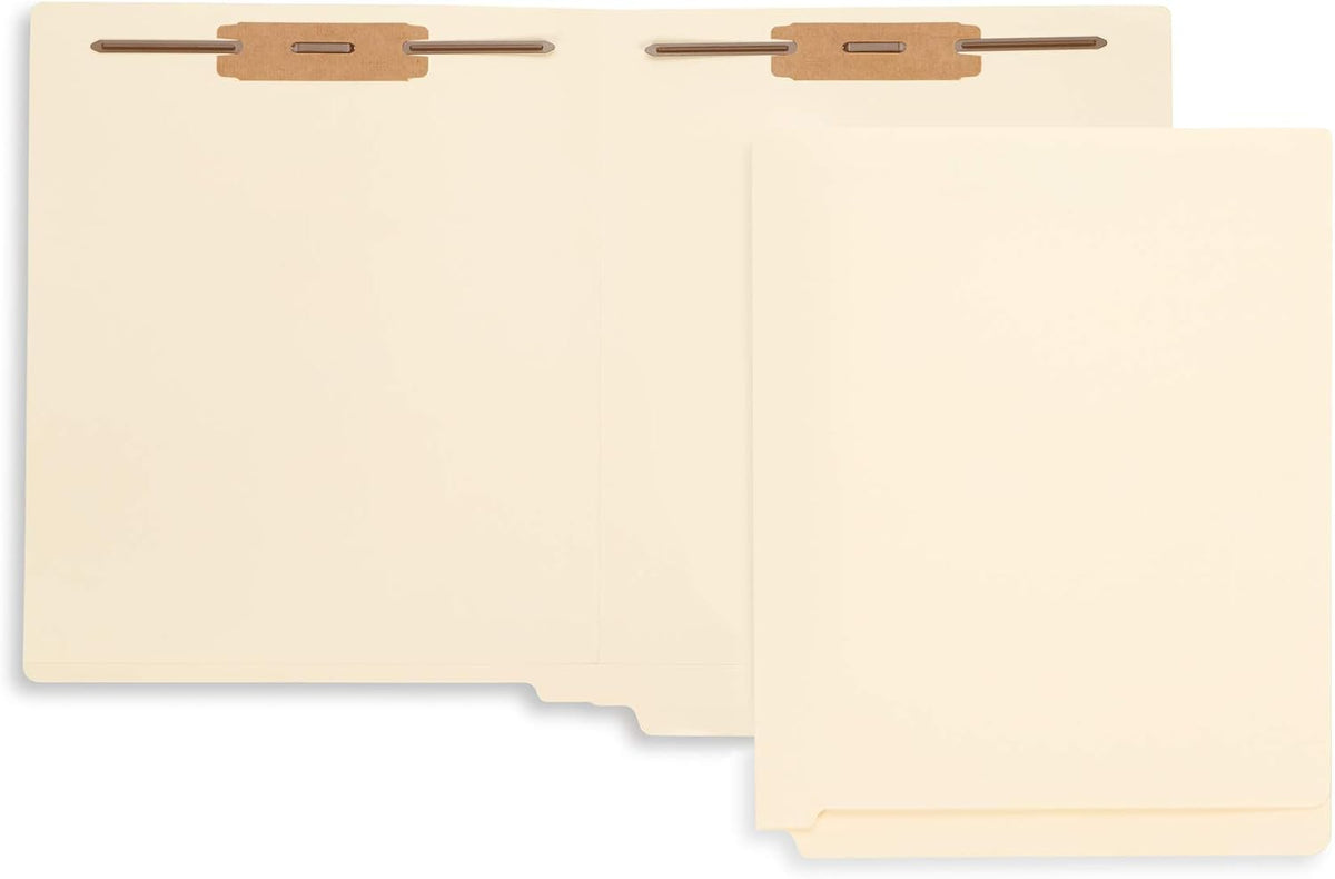 Blue Summit Supplies 50 End Tab Fastener File Folders, 2 Fastener, Manila
