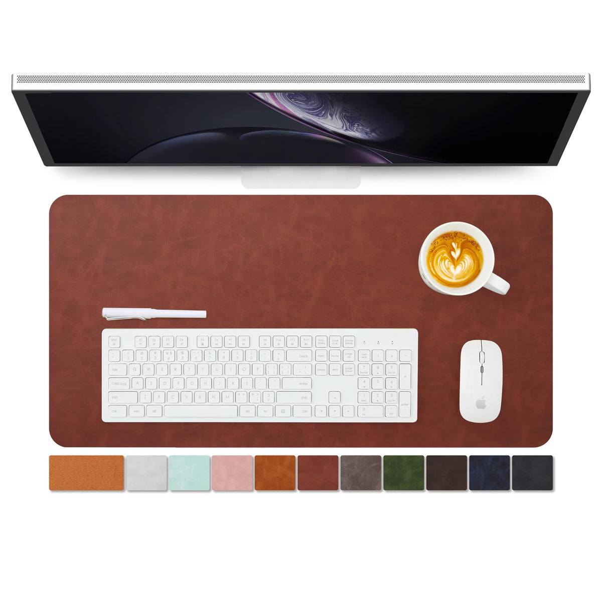 Distressed Leather Desk Mat - Non-Slip PU Desk Pad for Office and Home - Desk Organization and Accessories - Ideal for Large Mouse Pad and Desk Mats on Top of Desks(Espresso,31.5"x 15.7")