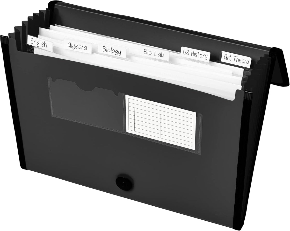 Avery® Expanding File Folder Organizer, 7-Pocket Accordion File Organizer, Black, Holds 425 Letter/A4-Size Sheets (73550)