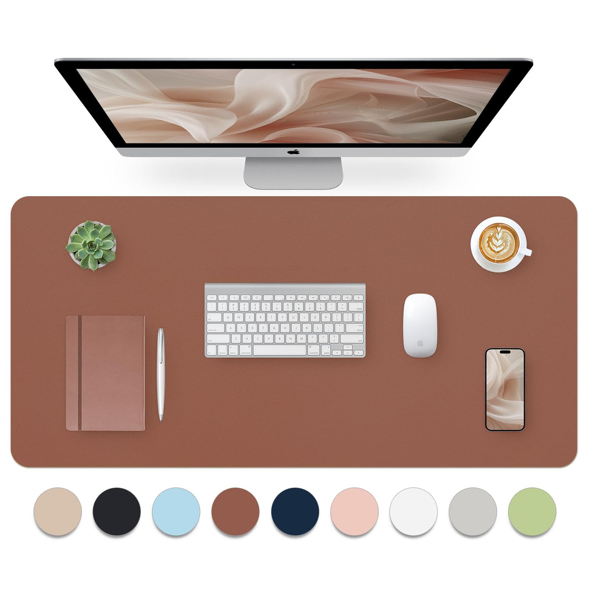 Bloss Green Desk Mat, Desk Matt for Desktop, Large Leather Desk Pad, Desk Pad Mat Waterproof, Computer Mat for Office Work/Home/Decor (31.5 x 15.7 Inches)