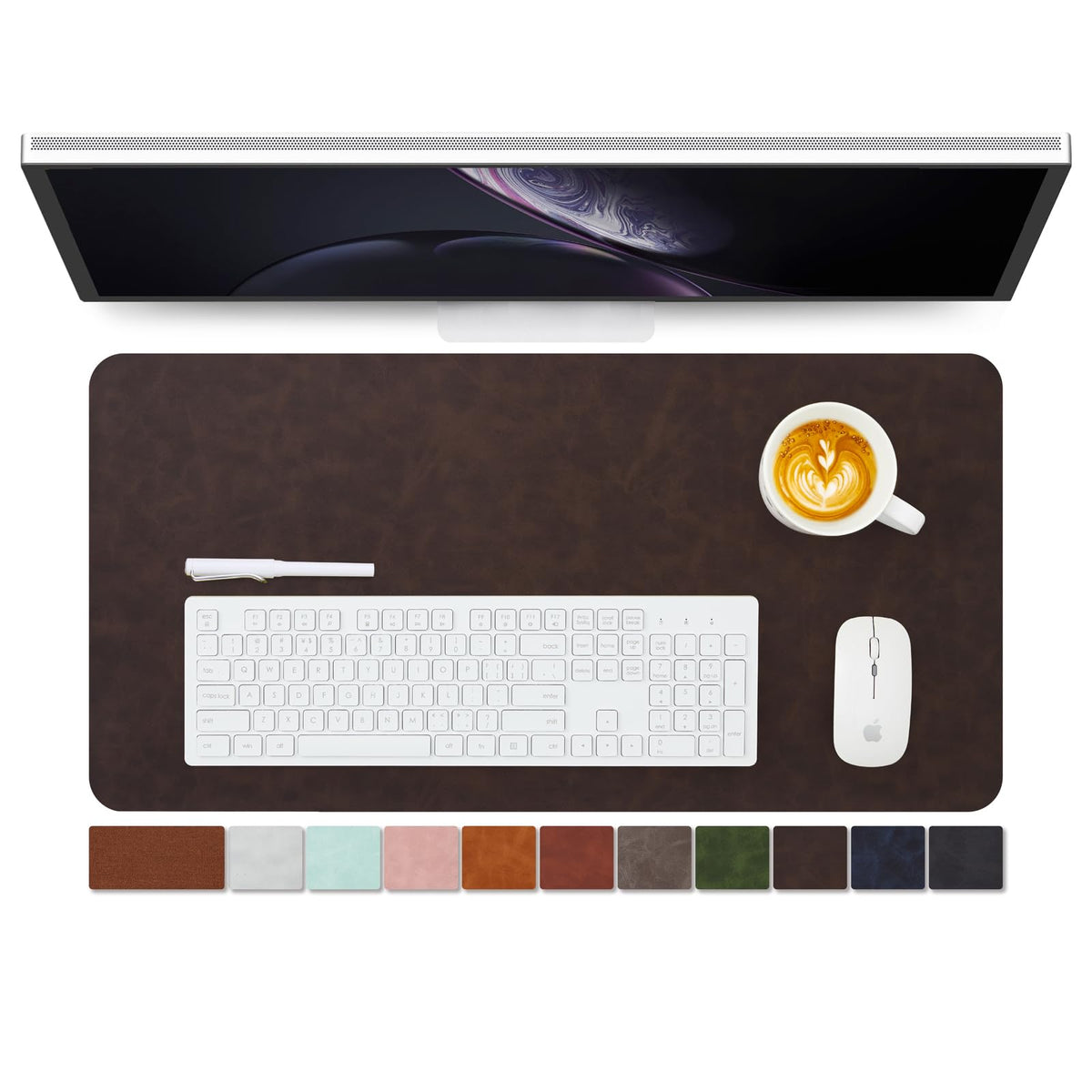 Distressed Leather Desk Mat - Non-Slip PU Desk Pad for Office and Home - Desk Organization and Accessories - Ideal for Large Mouse Pad and Desk Mats on Top of Desks(Espresso,31.5"x 15.7")