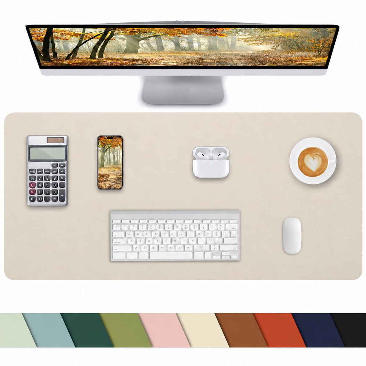 Leather Desk Pad Protector, Office Desk Mat, Large Mouse Pad, Non-Slip PU Leather Desk Blotter, Laptop Desk Pad Desk Accessories for Office and Home (Black, 40" x 17")