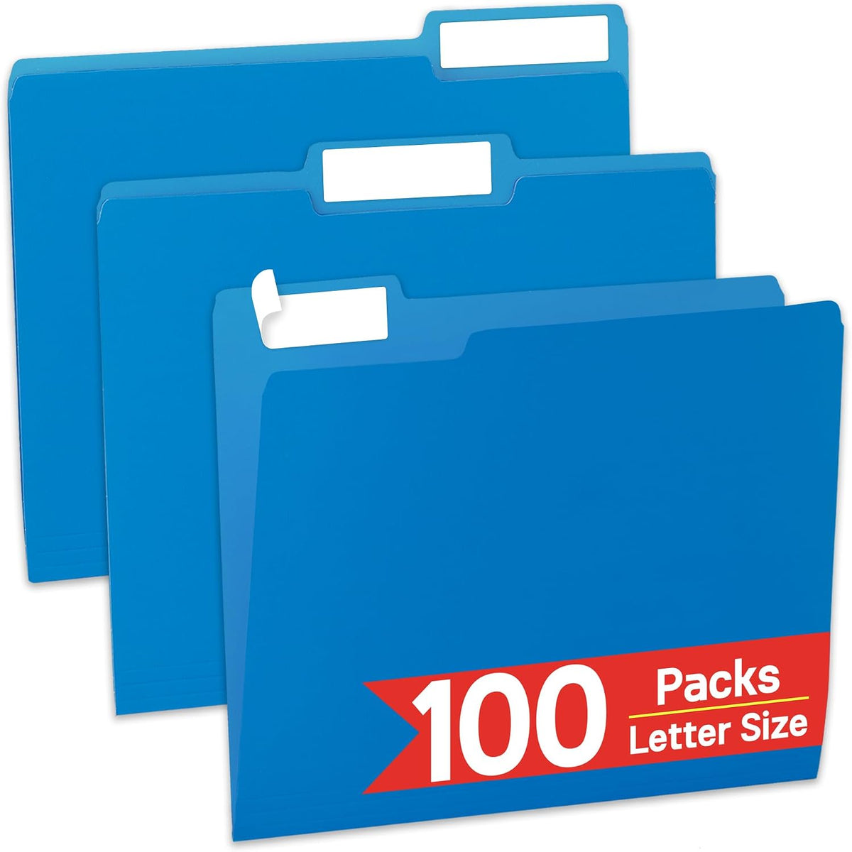 VZCPYTPM 100 Packs File Folder,1/3-Cut Tabs,Blue File Folders Letter Size