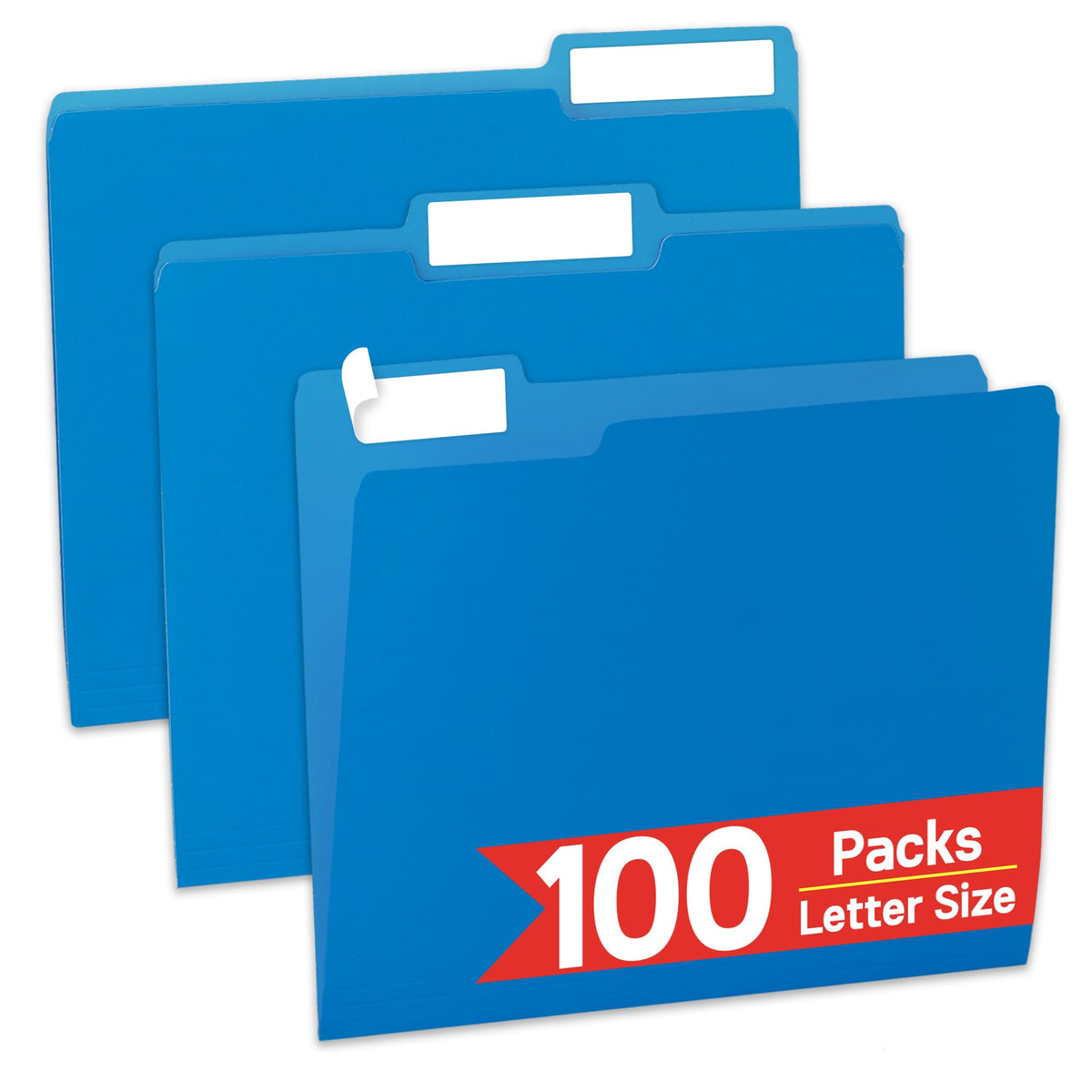 VZCPYTPM 100 Packs File Folder,1/3-Cut Tabs,Blue File Folders Letter Size
