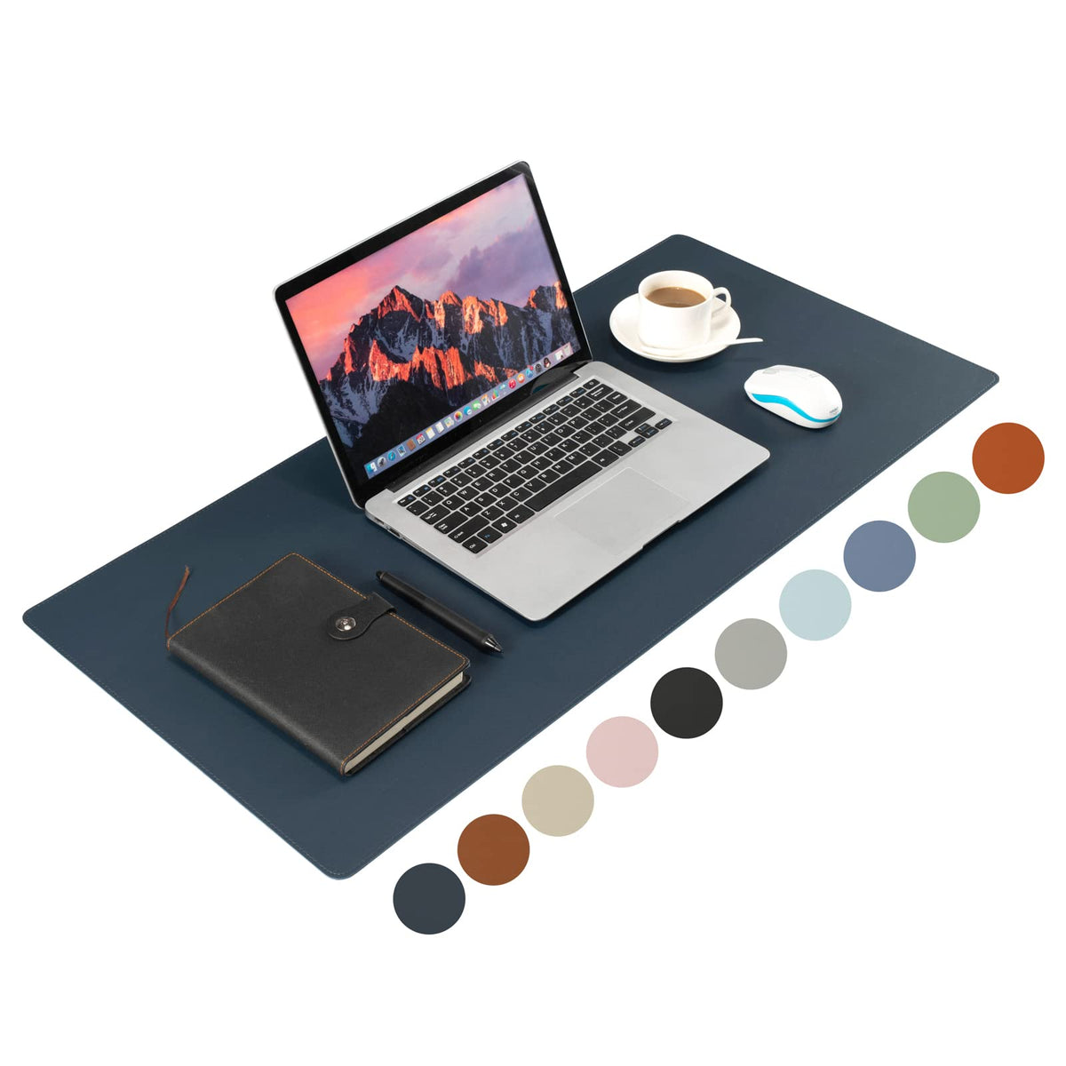 Leather Desk Pad,Wolaile 36x17 inch Large Mouse Pad,Waterproof Non-Slip Writing Desk Blotter,Computer Mat Desktop Protector for Office Home,Black