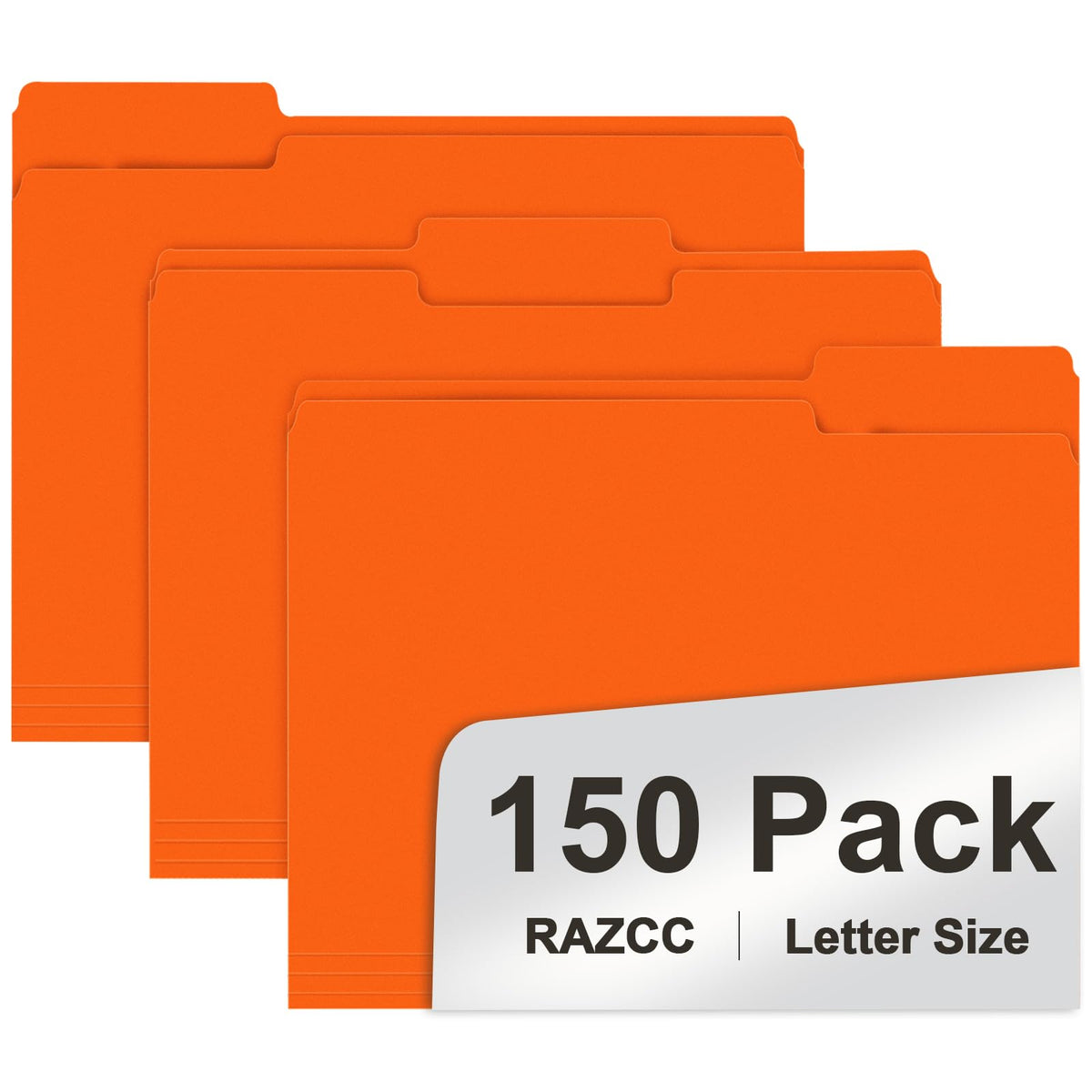 File Folder, RAZCC 150 Pack 1/3 Cut Tab File Folders Letter Size, Manila Folders, Folders with Tab, Great for Organizing and Easy File Storage