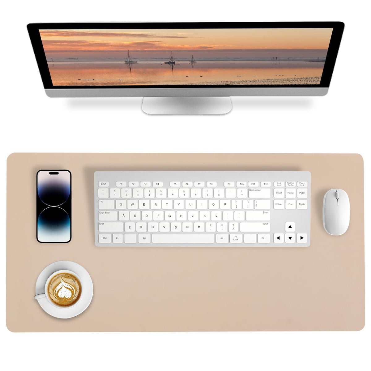 Bloss Green Desk Mat, Desk Matt for Desktop, Large Leather Desk Pad, Desk Pad Mat Waterproof, Computer Mat for Office Work/Home/Decor (31.5 x 15.7 Inches)