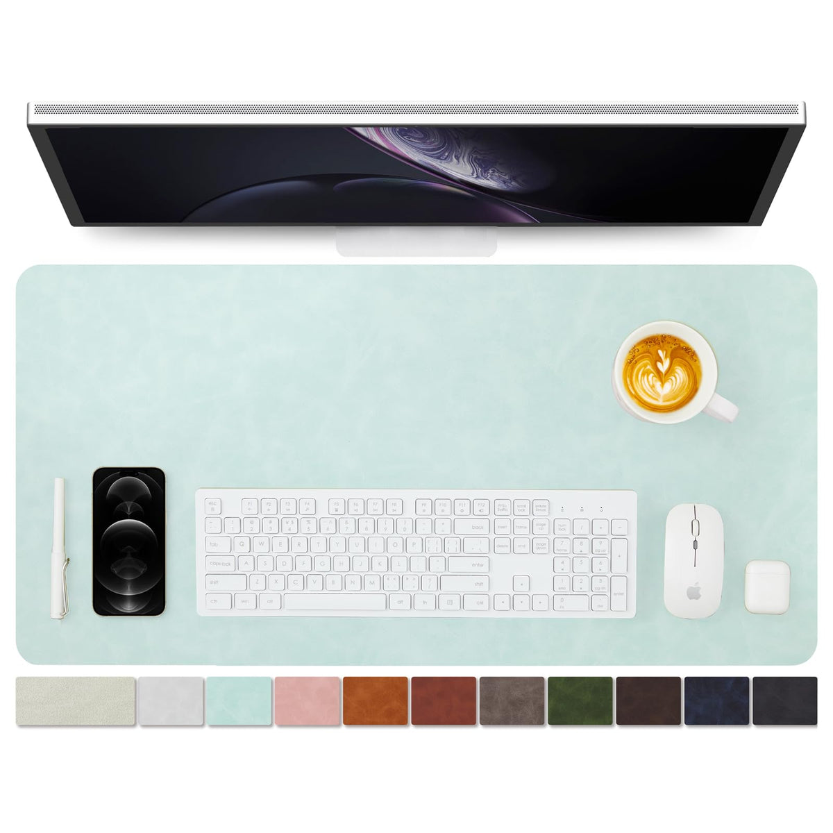 Distressed Leather Desk Mat - Non-Slip PU Desk Pad for Office and Home - Desk Organization and Accessories - Ideal for Large Mouse Pad and Desk Mats on Top of Desks(Espresso,31.5"x 15.7")