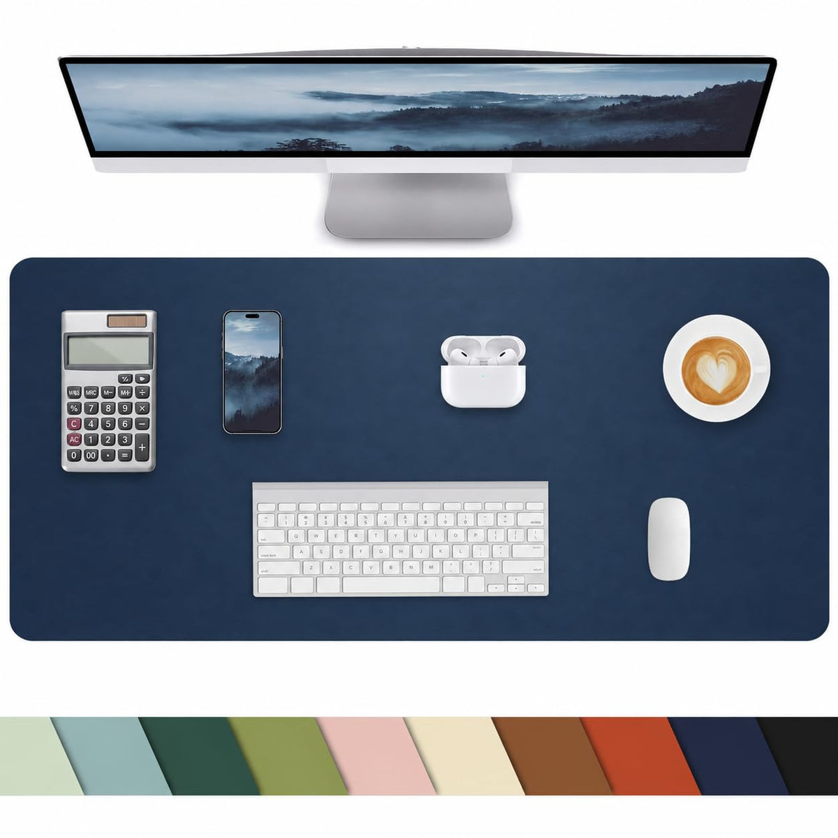 Leather Desk Pad Protector, Office Desk Mat, Large Mouse Pad, Non-Slip PU Leather Desk Blotter, Laptop Desk Pad Desk Accessories for Office and Home (Black, 40" x 17")