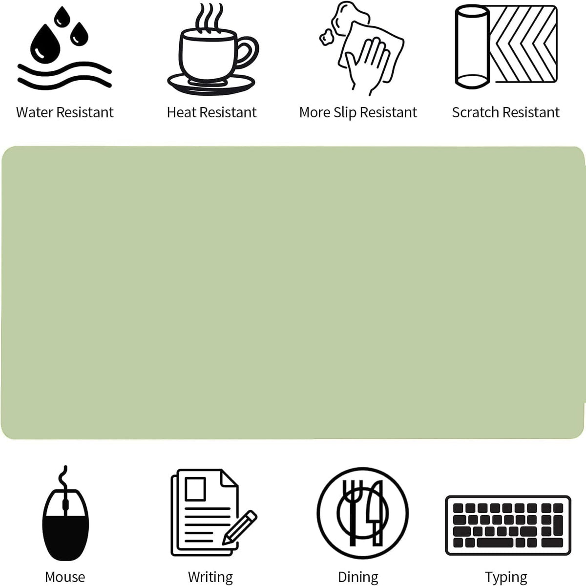 Bloss Green Desk Mat, Desk Matt for Desktop, Large Leather Desk Pad, Desk Pad Mat Waterproof, Computer Mat for Office Work/Home/Decor (31.5 x 15.7 Inches)