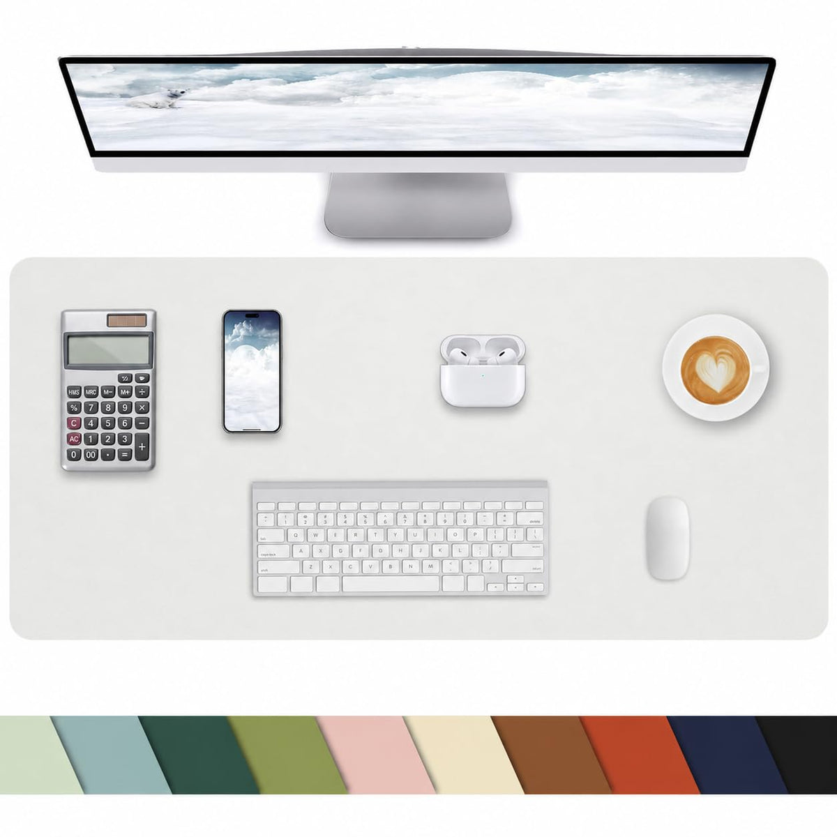 Leather Desk Pad Protector, Office Desk Mat, Large Mouse Pad, Non-Slip PU Leather Desk Blotter, Laptop Desk Pad Desk Accessories for Office and Home (Black, 40" x 17")