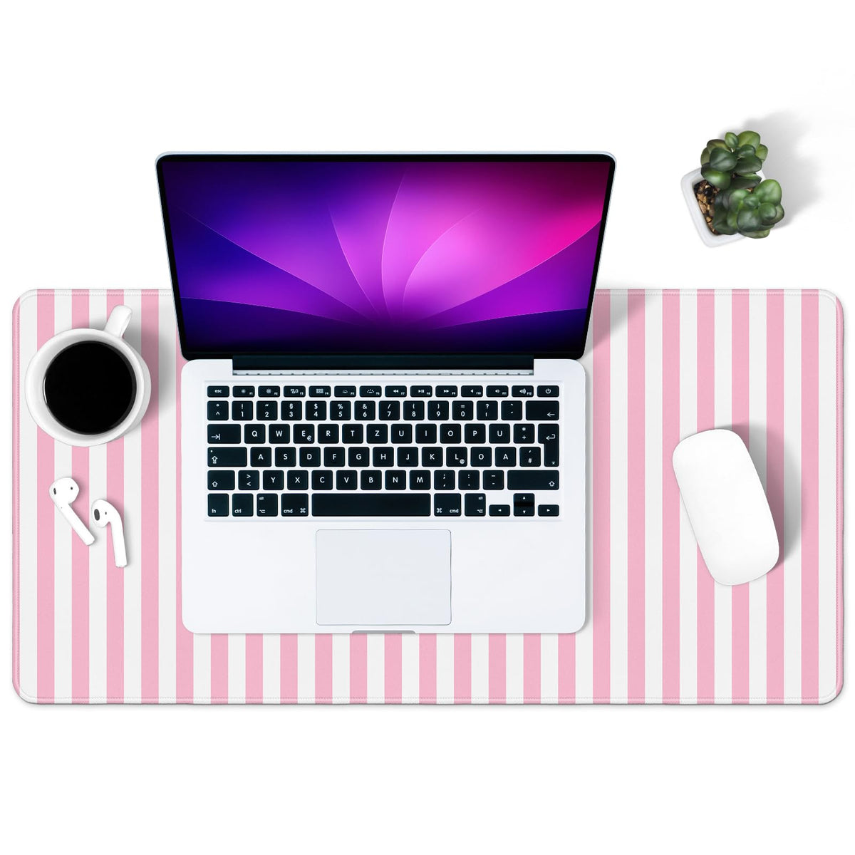 Green Striped Desk Mat Large Mouse Pad Cute Desk Pad Keyboard Computer Mat