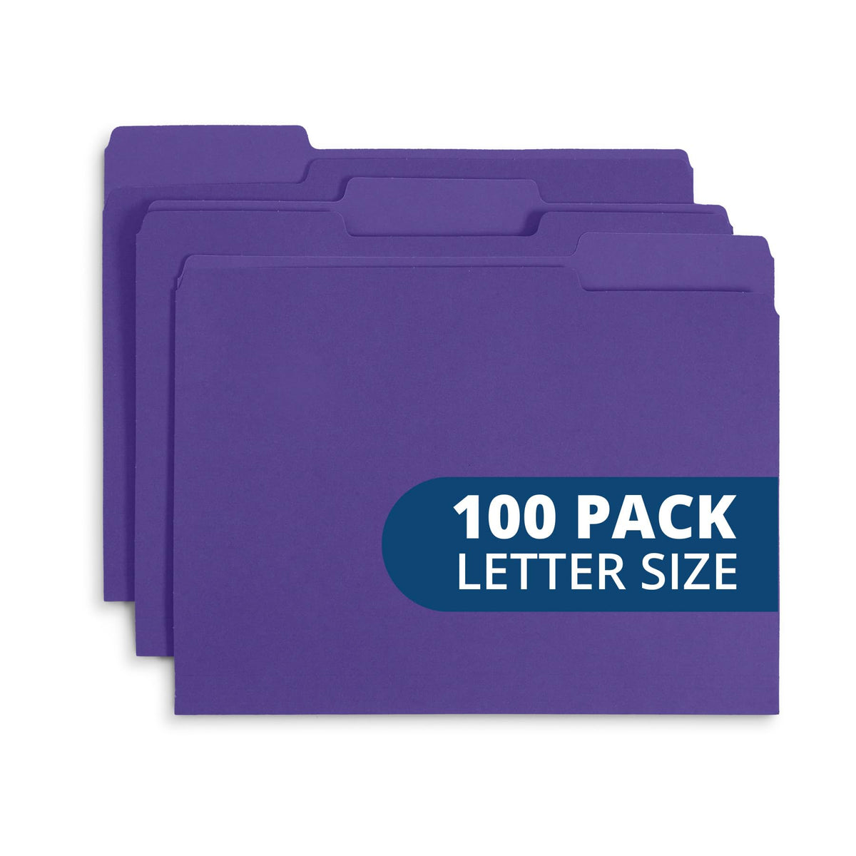 Blue Summit Supplies 100 File Folders, Letter Size, 1/3 Cut Tab, Blue
