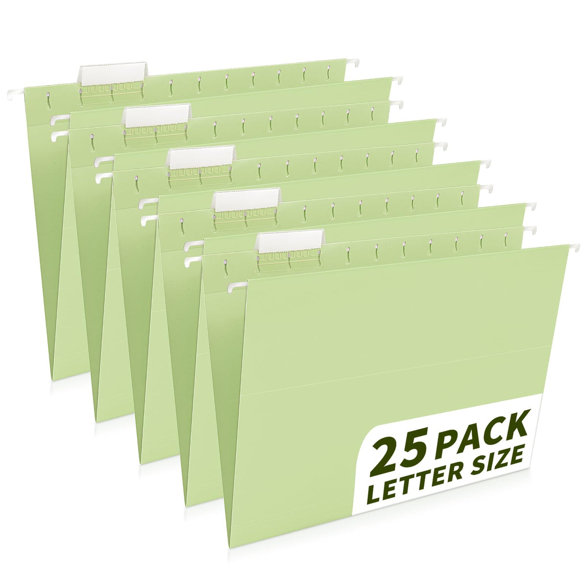 25-Pack Pastel Hanging File Folders, Letter Size with 1/5-Cut Tabs, 35 Transparent Label Cards, 50 Sticker Labels–Home Office & Filing Cabinets