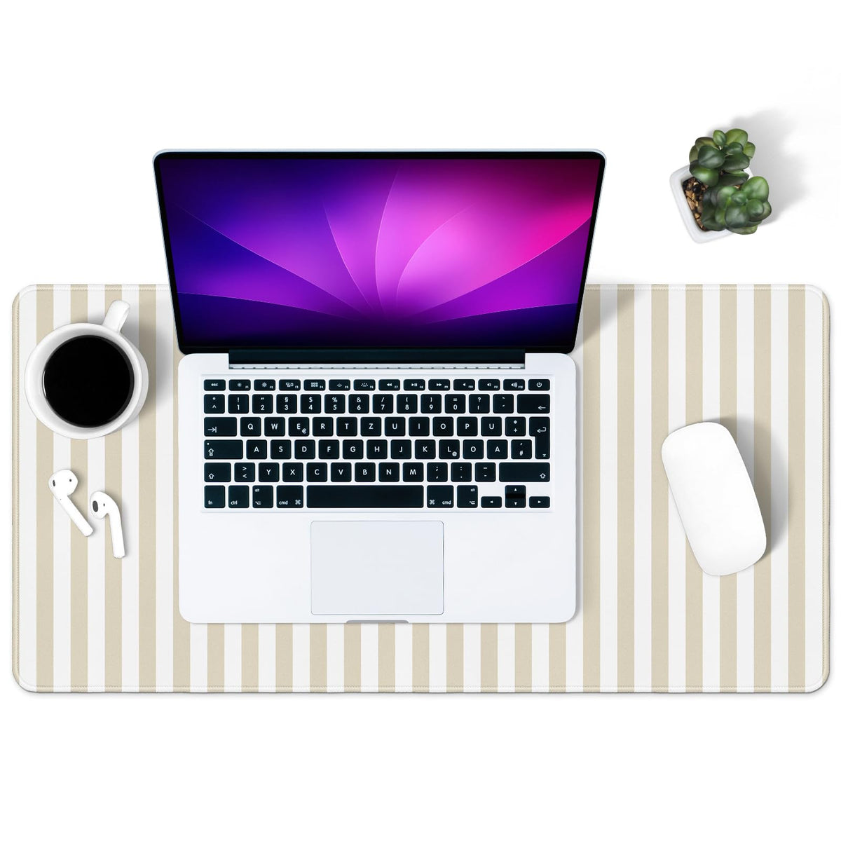 Green Striped Desk Mat Large Mouse Pad Cute Desk Pad Keyboard Computer Mat