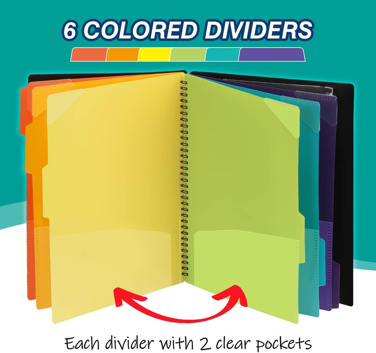 H4D 12 Pocket Poly Project Organizer, Multi Pocket Folder, Primary Colors