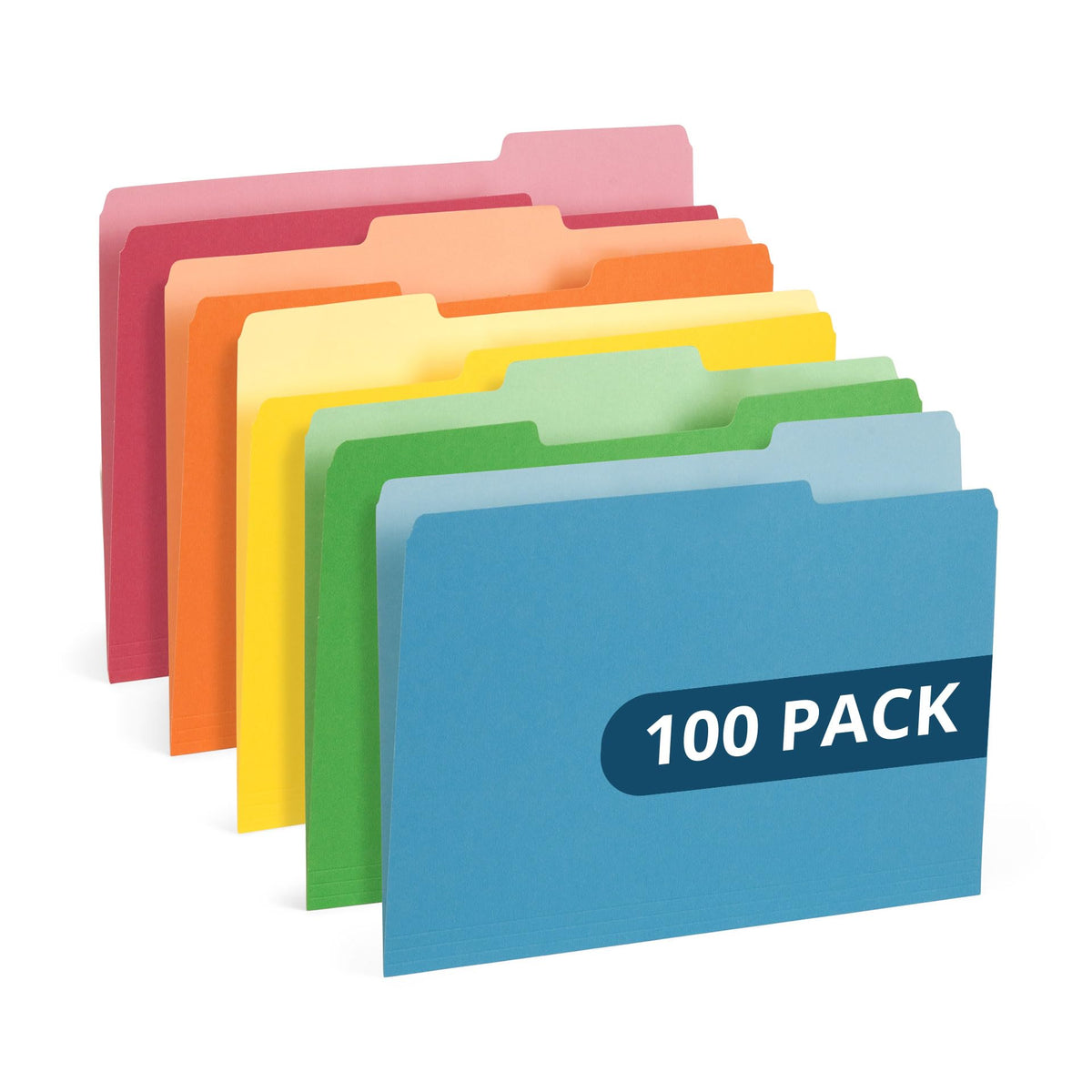 Blue Summit Supplies 100 File Folders, Letter Size, Two-Tone Orange
