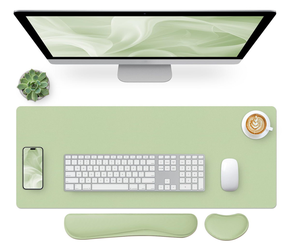 Bloss Green Desk Mat, Desk Matt for Desktop, Large Leather Desk Pad, Desk Pad Mat Waterproof, Computer Mat for Office Work/Home/Decor (31.5 x 15.7 Inches)