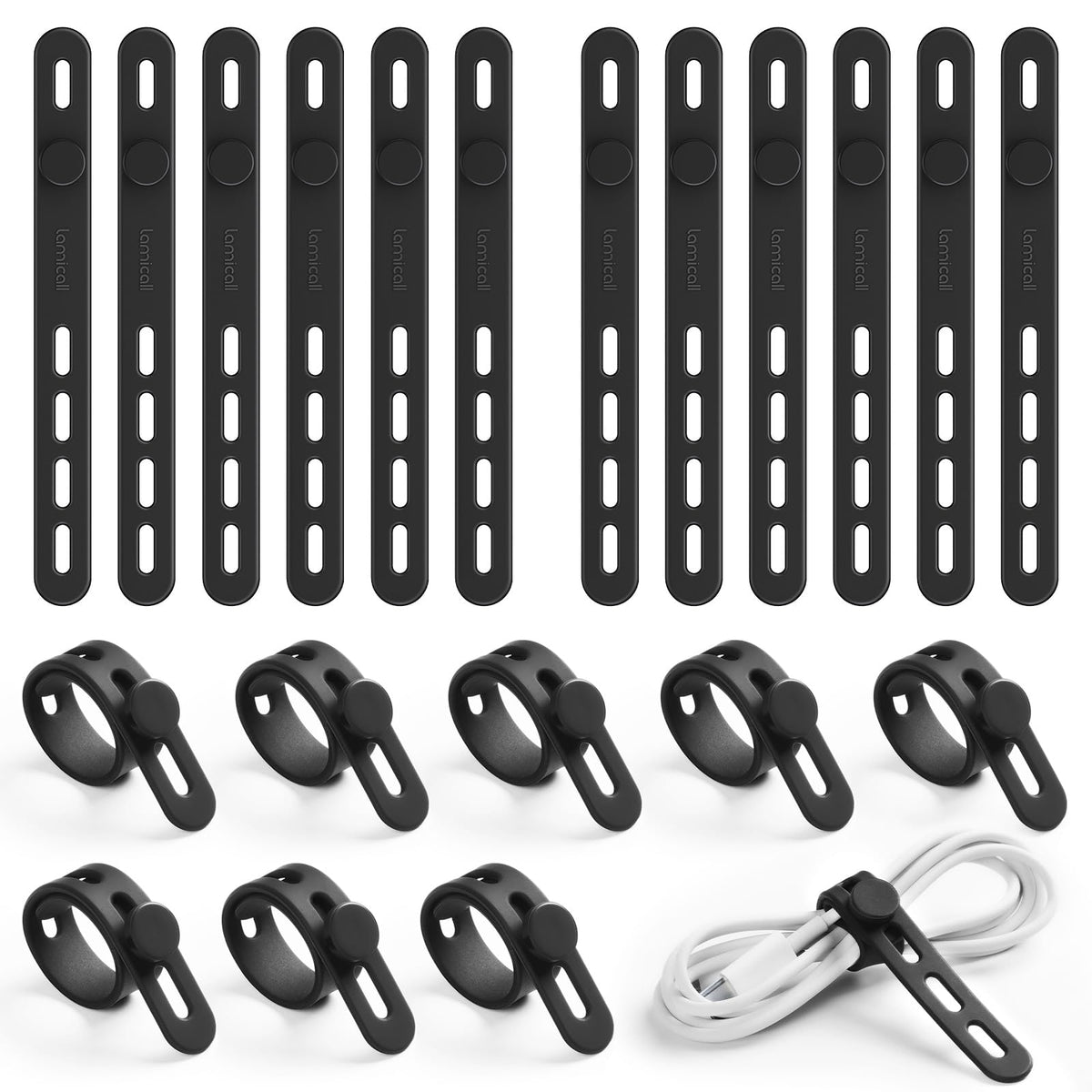 Lamicall 20 Pack Silicone Cable Ties, Reusable Cord Organizer Straps